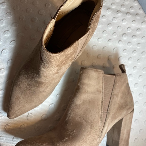 BCBG Maxazria Camel Suede Chunk Heel Booties - Picture 8 of 16